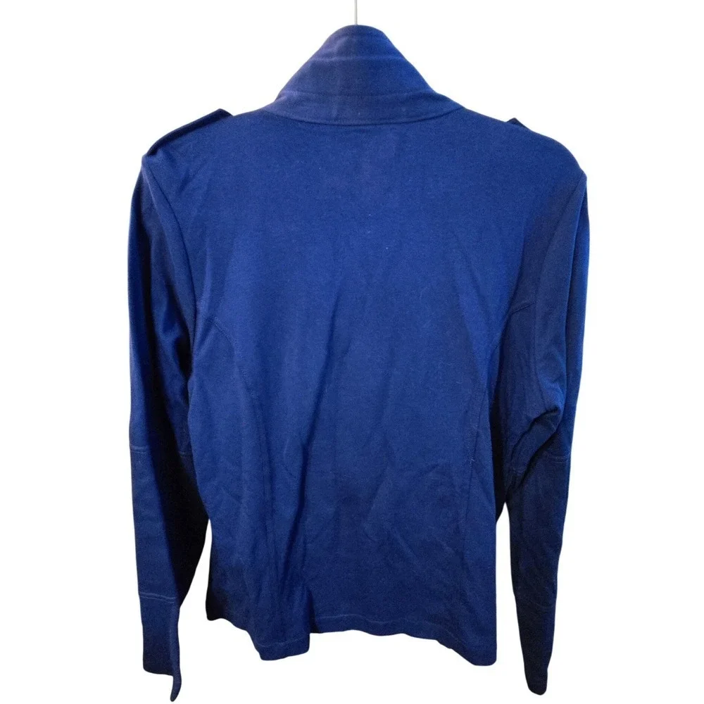 Onque Casuals Women's Jacket Zip Up Button‎ Front Blue Size L